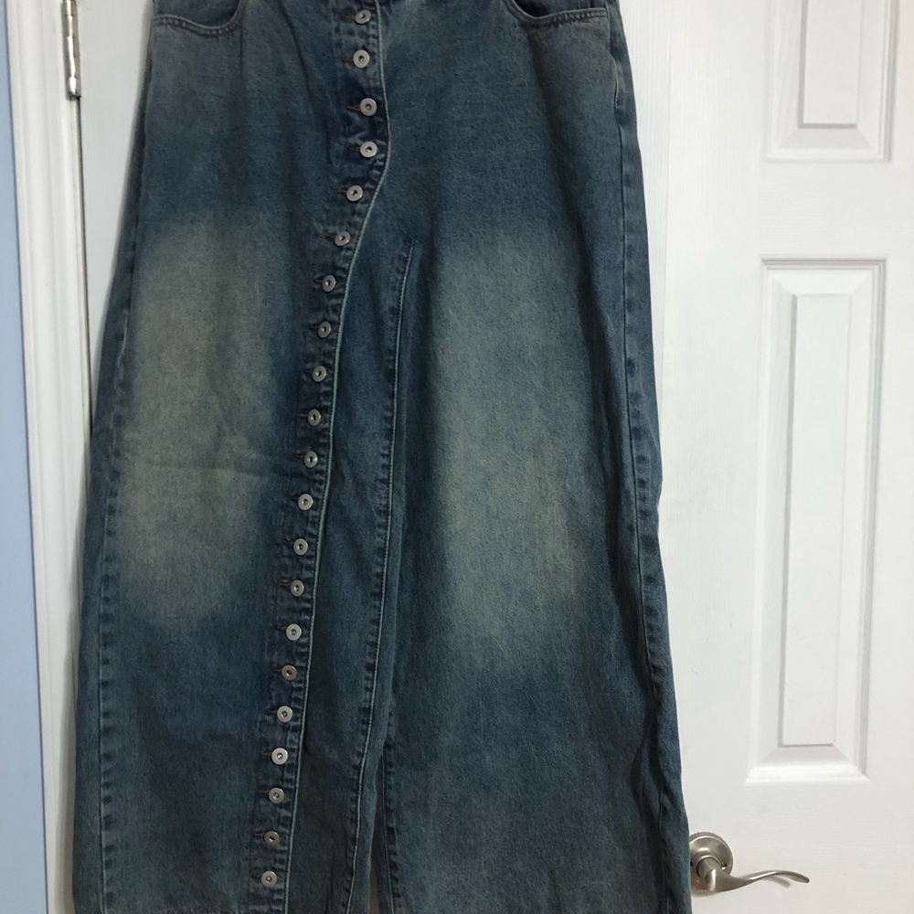 Wide leg Button leg Front Denim jeans women’s 0XL Musera raver grunge festival